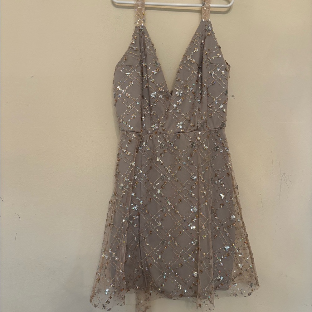 Sequin mini party dress with slit